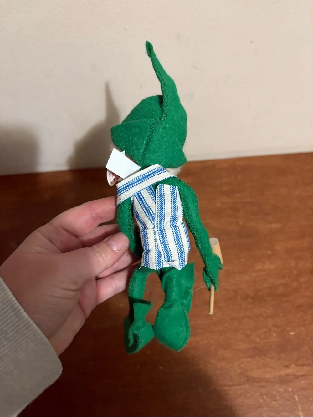 Annalee Mobilitee Elf Rag & Cloth Doll Bendable Limbs w/ Mallet & Nail 1965